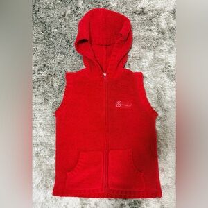 Oarsman Red Hooded Knit Vest with Embroidered Detail
